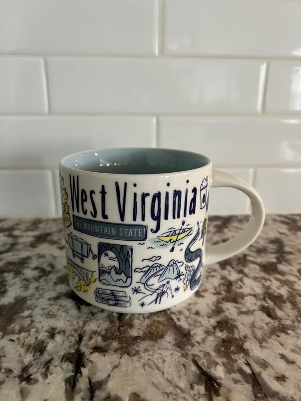 HOLDING DO NOT BUY THIS West Virginia Scenic Ceramic Mug - Blue and White